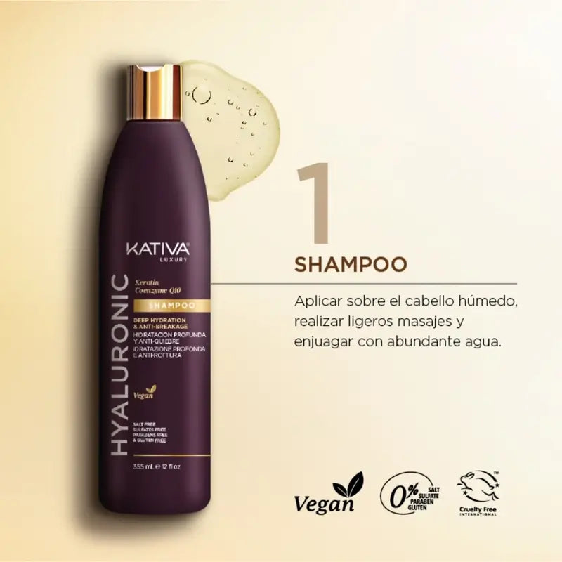 Kativa Hyaluronic Keratin Q10 Shampoo, 355 ml