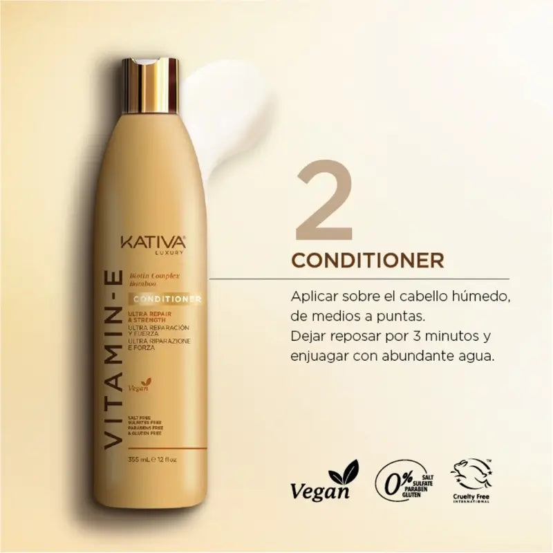 Kativa Vitamin E Biotin Biotin Bambu Conditioner, 355ml