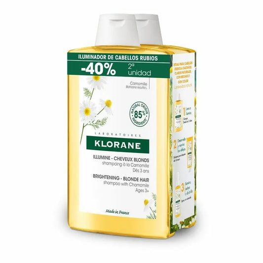 Klorane Duplo Champú Reflejos Rubios A La Camomila Para Cabello Rubio O Castaño Claro - Iluminador 400 Ml