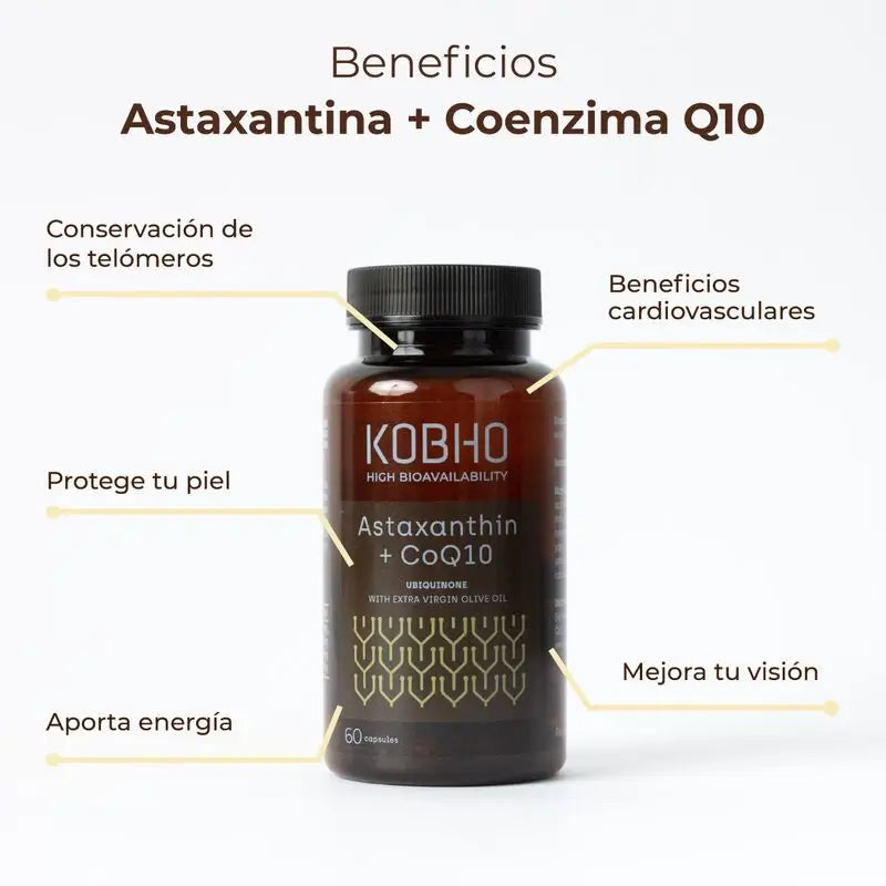 Kobho Labs Supplement Astaxanthin + Coenzyme Q10, 60 capsules