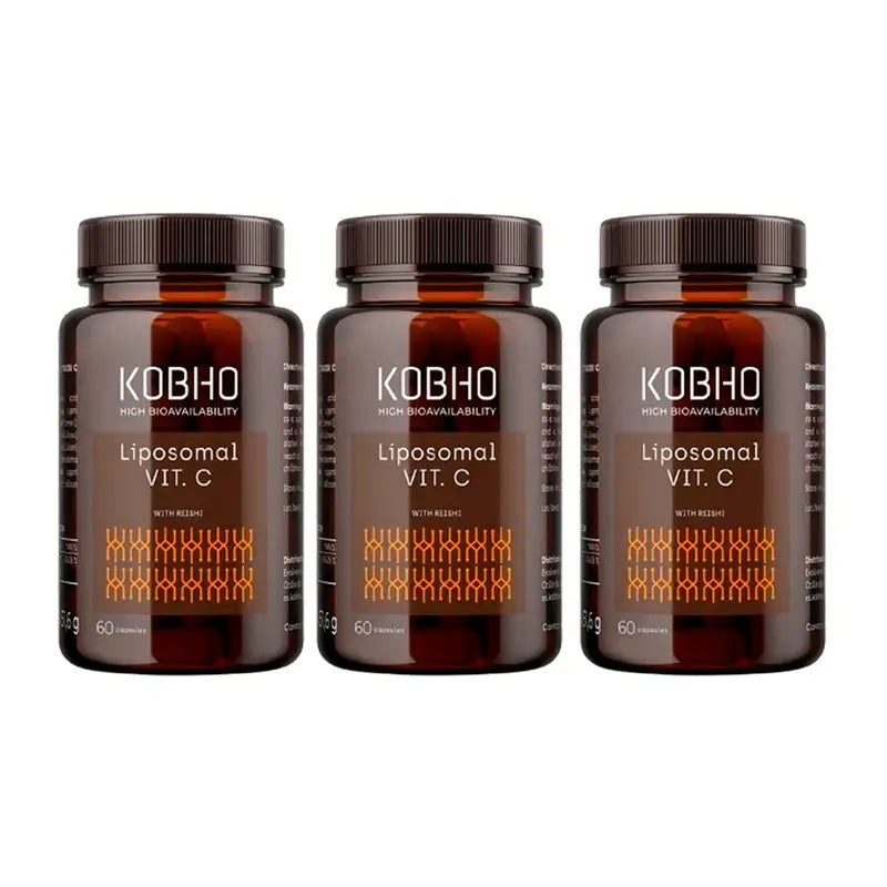 Kobho Labs Triplo Liposomal Vitamin C Supplement + Reishi, 3 x 60 capsules