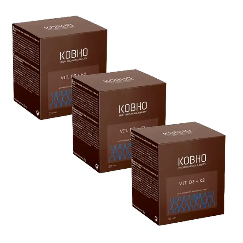 Kobho Labs Triplo Vitamin D3 + K2 Supplement, 3 x 20 vials