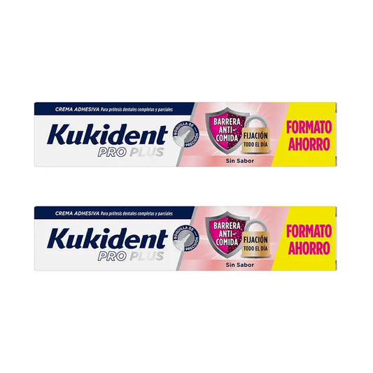 Kukident Duplo Pro Plus Barrera Anticomida Sin Sabor, 2 X 57 Gr