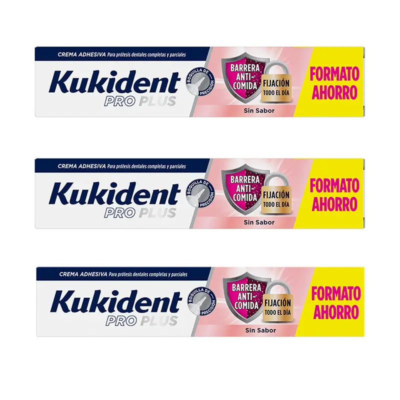 Kukident Triplo Pro Plus Flavourless Anticomida Barrier, 3 X 57 Gr