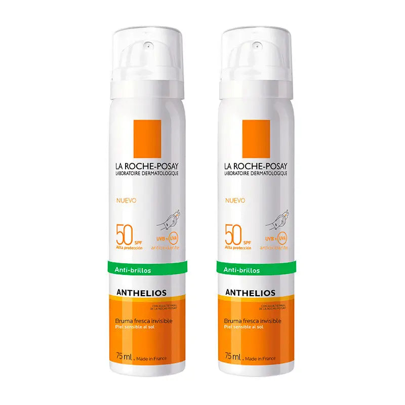 La Roche-Posay Anthelios Facial Mist Pack SPF 50 Sunscreen Face Sensitive Skin, 2X75 ml