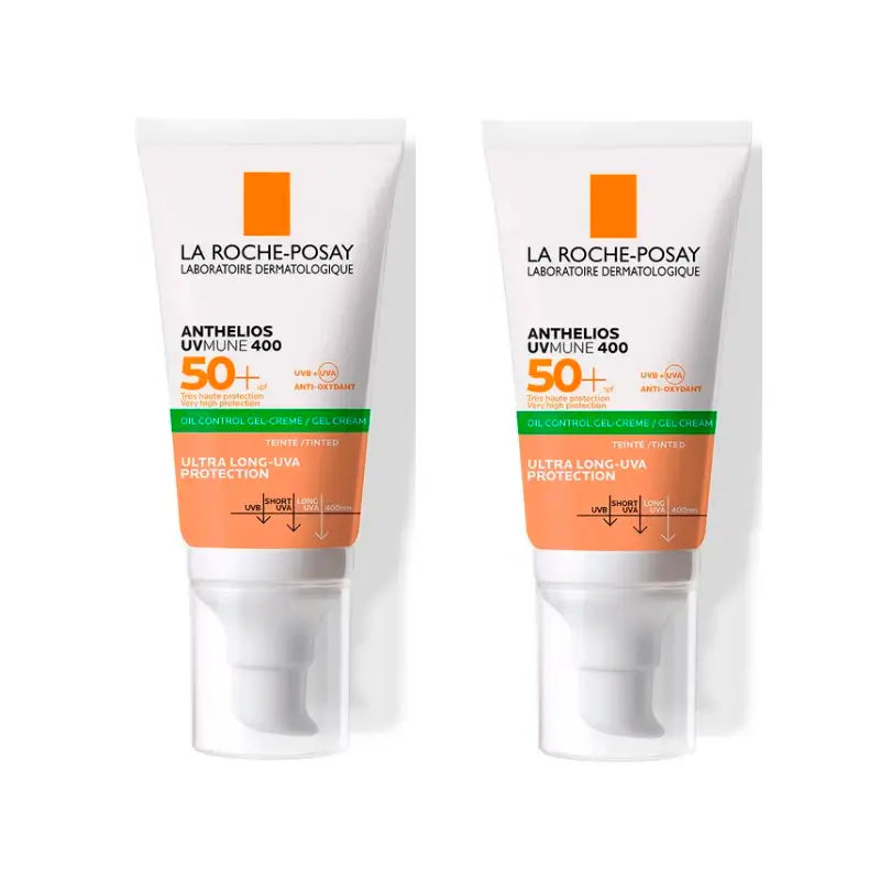 La Roche Posay Duplo Anthelios Uvmune 400 Oil Control Gel-Cream Spf50+ Colour, 2 X 50 Ml