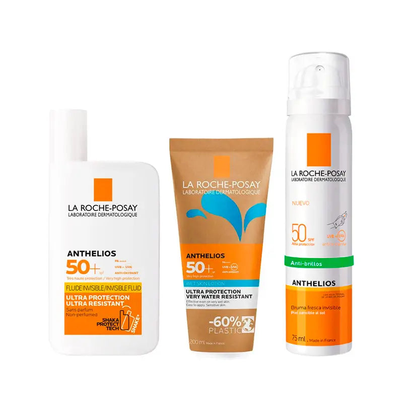 La Roche Posay Pack Anthelios Uvmune 400 Fluid Spf50+ 50Ml + Wet Skin Spf50+ 200Ml + Facial Mist Spf50 75Ml