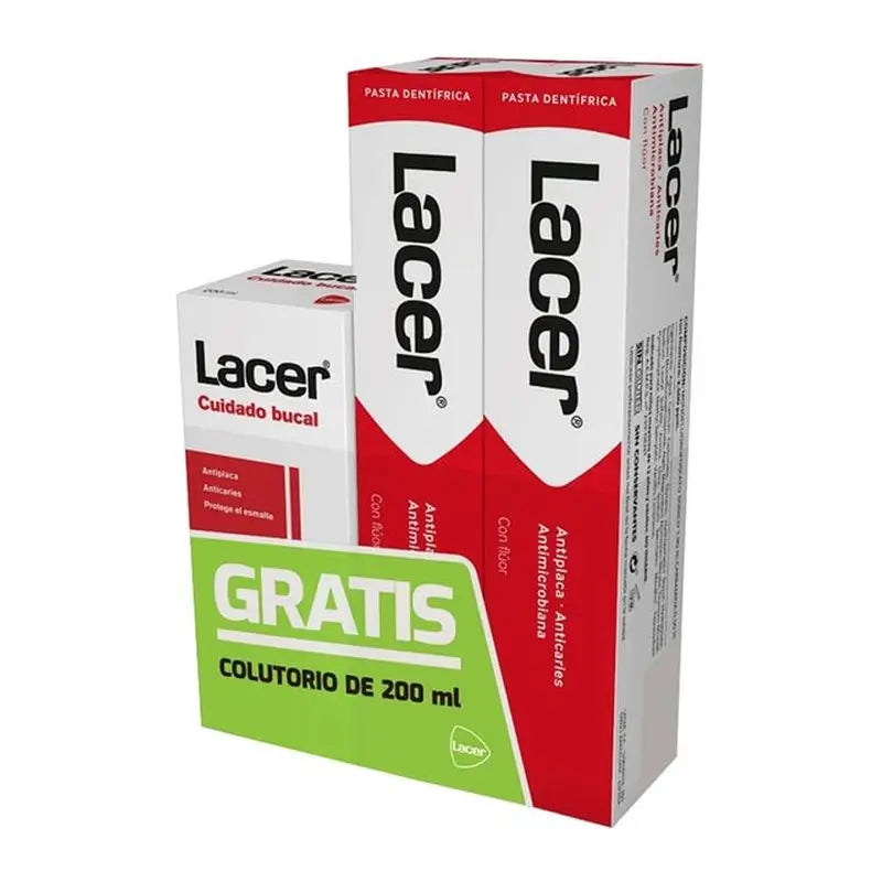 Lacer Kit 2 Toothpaste, 125 ml + Lacer Mouthwash, 200 ml