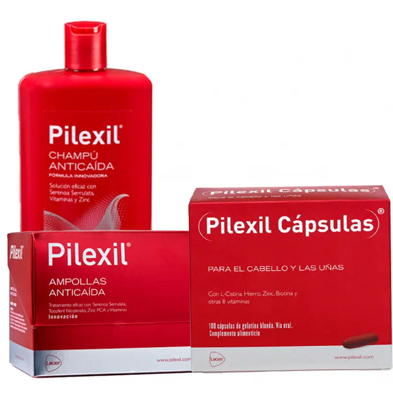 Pilexil Anti-Hair Loss Pack (Capsules 100 + ampoules 15ml + anti-hair loss shampoo 500 ml)