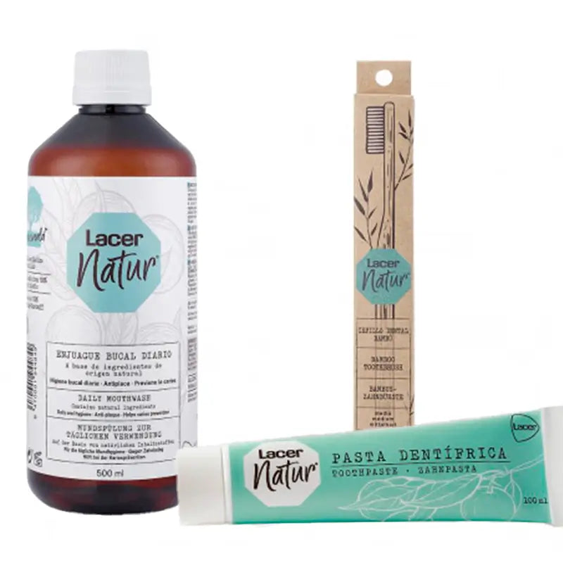 Lacer Pack Natur (Mouthwash + toothpaste + natural toothbrush)