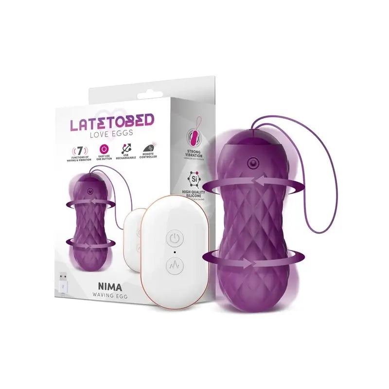 Latetobed Vibrating Egg with Wave Motion Remote Control Usb Silicone Purple