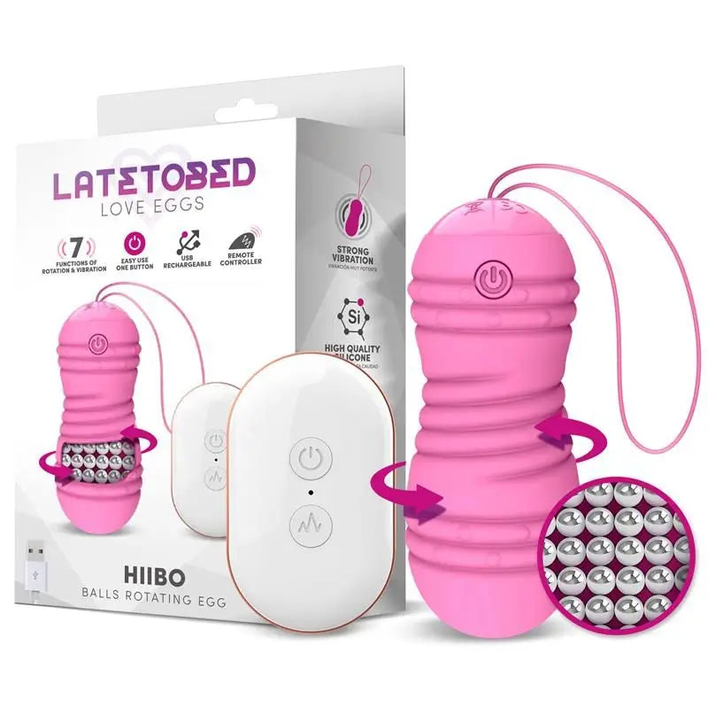 Latetobed  Huevo Vibrador Con Rotación Control Remoto Usb Silicona Rosa