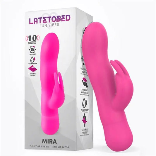 Latetobed Mira Vibrador Con Conejito Silicona Rosa