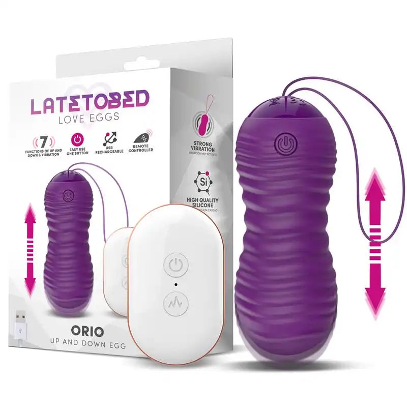 Latetobed Orio Vibrating Egg And Up And Down Telescopic Motion Remote Control Purple