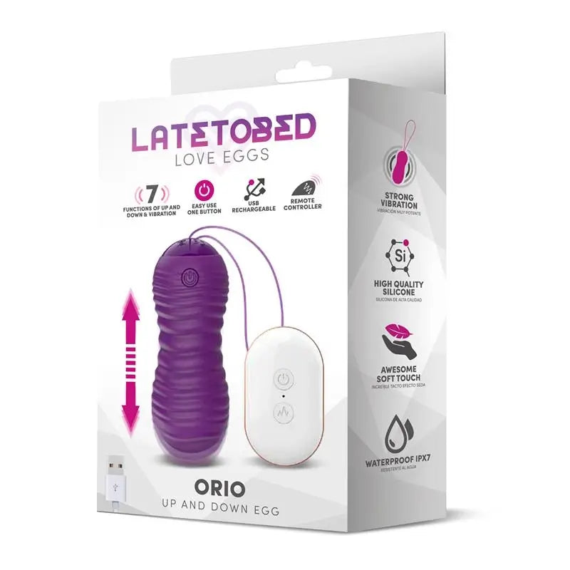 Latetobed Orio Vibrating Egg And Up And Down Telescopic Motion Remote Control Purple