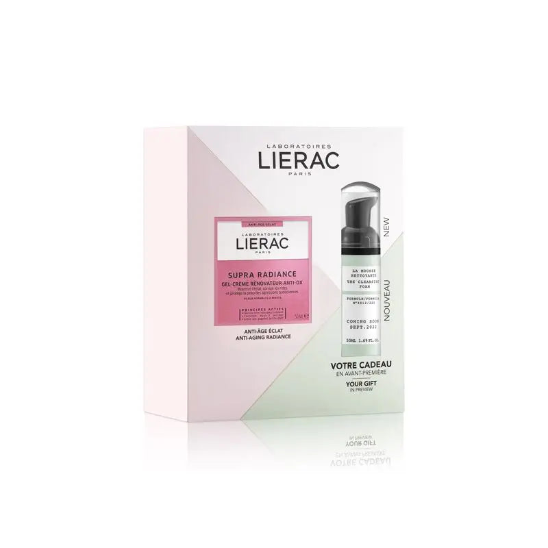 Lierac Supra Radiance Gel Cream + Mousse 50Ml, Anti-Ageing, Brightening & Supra-Detox for Normal to Combination Skins