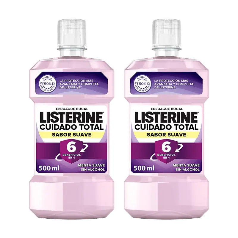 Listerine Duplo Total Care Mouthwash Mild Flavour, 2 x 500 Ml