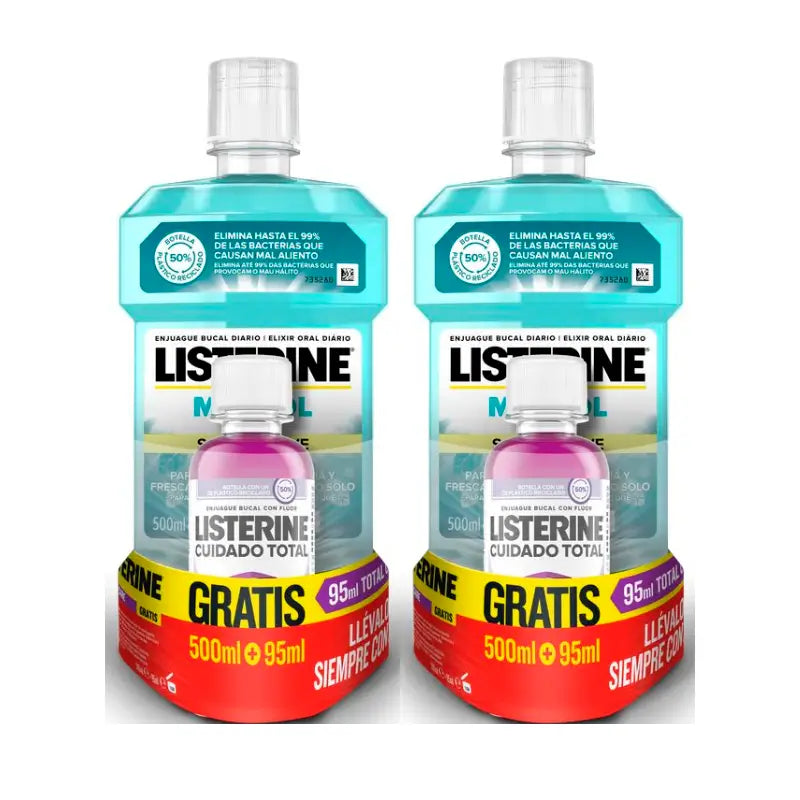 Listerine Duplo Mild Menthol, 2 x 500Ml + Ct 95Ml