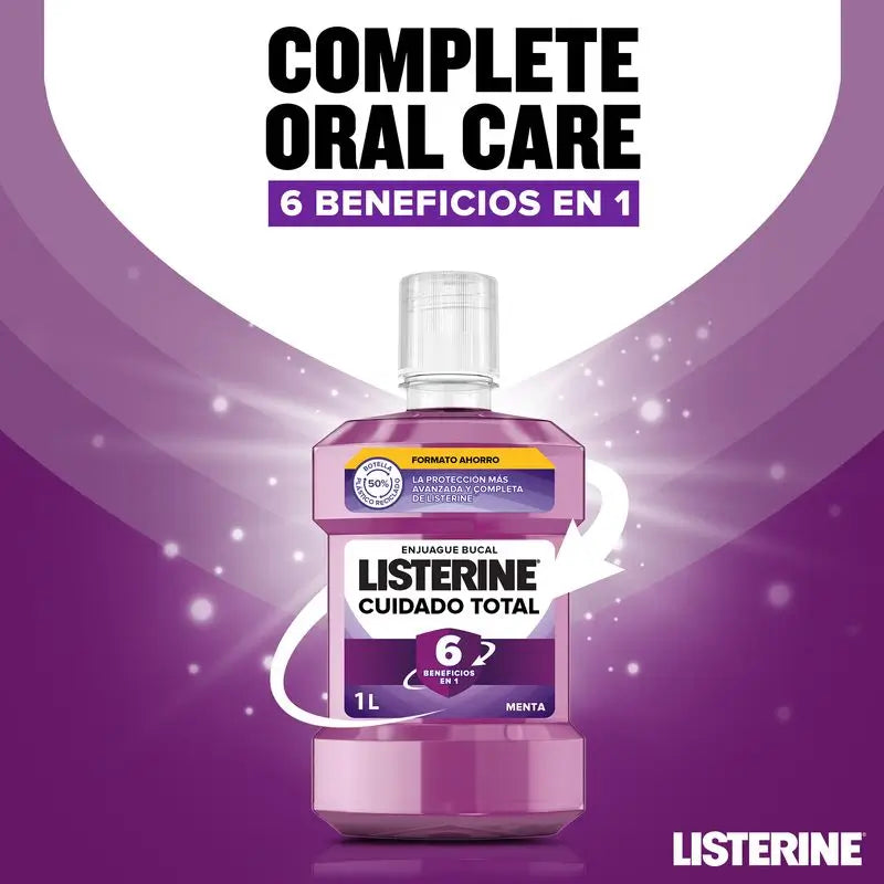 LISTERINE Total Care Mouthwash, Peppermint Flavour, 2 x 1000 ml