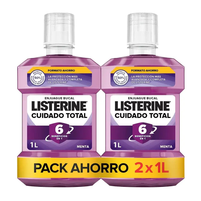 LISTERINE Total Care Mouthwash, Peppermint Flavour, 2 x 1000 ml