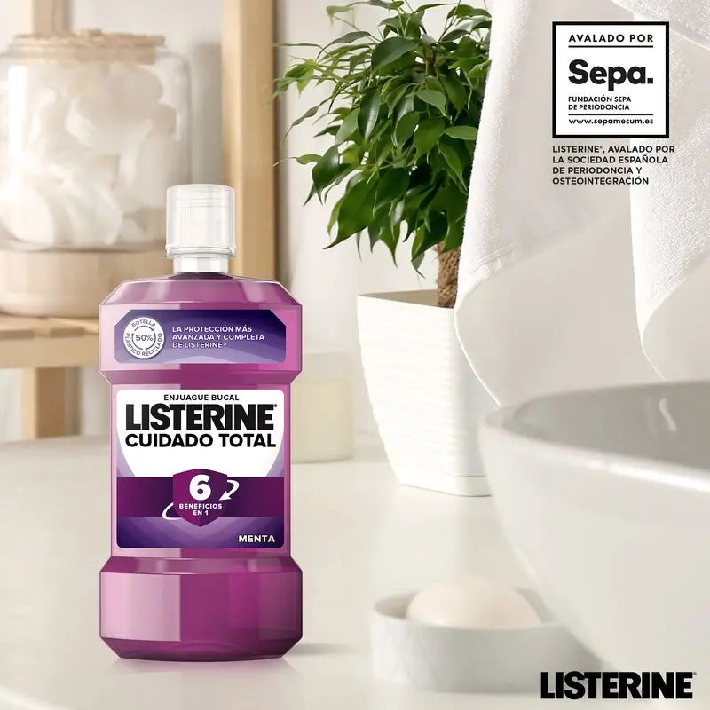 LISTERINE Total Care Mouthwash, Peppermint Flavour, 2 x 1000 ml