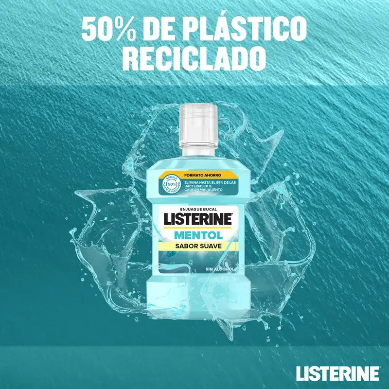 Listerine Mouthwash, Menthol Mild Flavour, Alcohol Free, Everyday Use, Long Lasting Fresh Breath 2 X 1000Ml Pack.