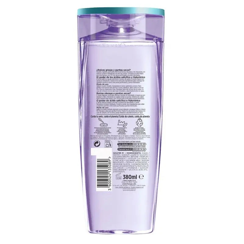 L'Oréal Paris Elvive Hyaluronic Pure Shampoo: Cleanses, Moisturises, Shine & Body, Silicone-Free, 400Ml