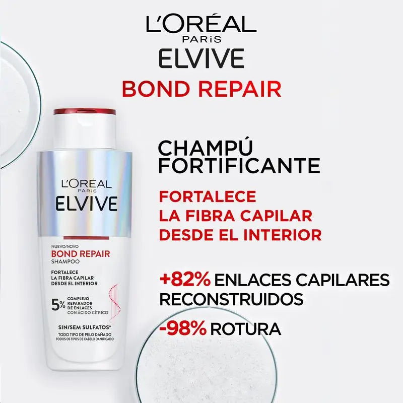 L'Oréal Paris Elvive Bond Repair Shampoo: Fortifying, Deep Reconstruction, 98% Less Breakage