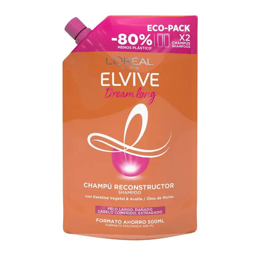 L'Oréal Paris Elvive Dream Long Reconstructing Shampoo For Long, Damaged Hair Ecopack 500Ml