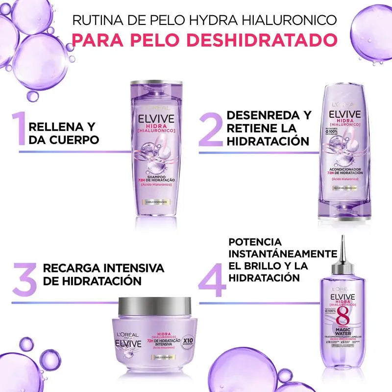 L'Oréal Paris Elvive Hydra Hyaluronic Magic Water: 8S Hair Treatment, Lamellar Technology, 200Ml