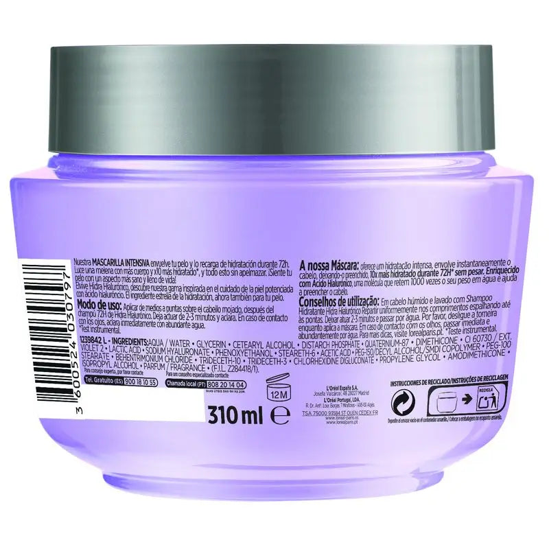 L'Oréal Paris Elvive Hydra Hyaluronic 72H Intensive Hydration Mask 310 Ml