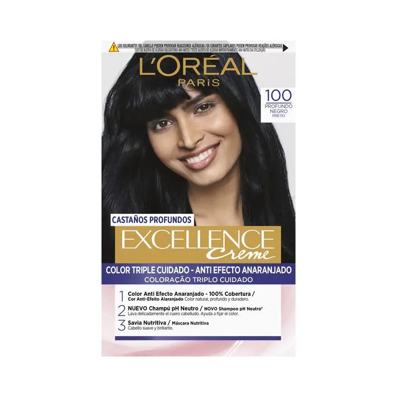 L'Oréal Paris Excellence Deep Auburn Permanent Colour - Shade 100 Deep Black