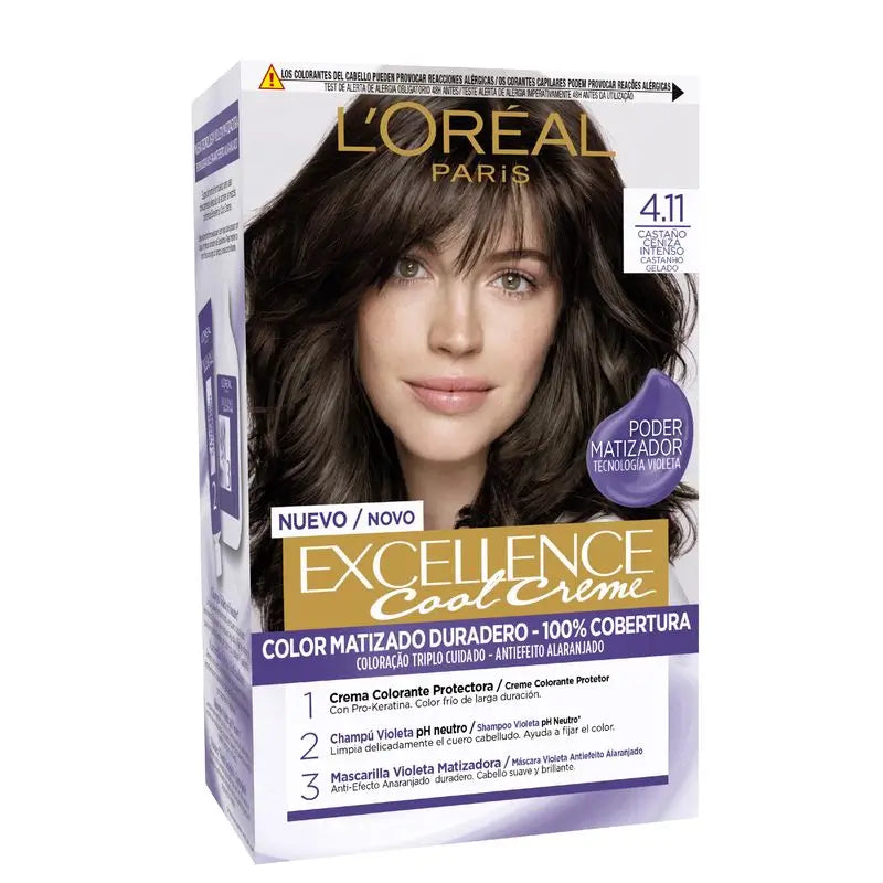 L'Oréal Paris Excellence Cool Creme Permanent Hair Color - Shade 4.11 Intense Ashy Brown