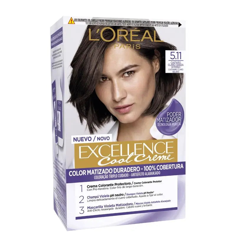 L'Oréal Paris Excellence Cool Creme Permanent Hair Color - Shade 5.11 Intense Light Ash Brown