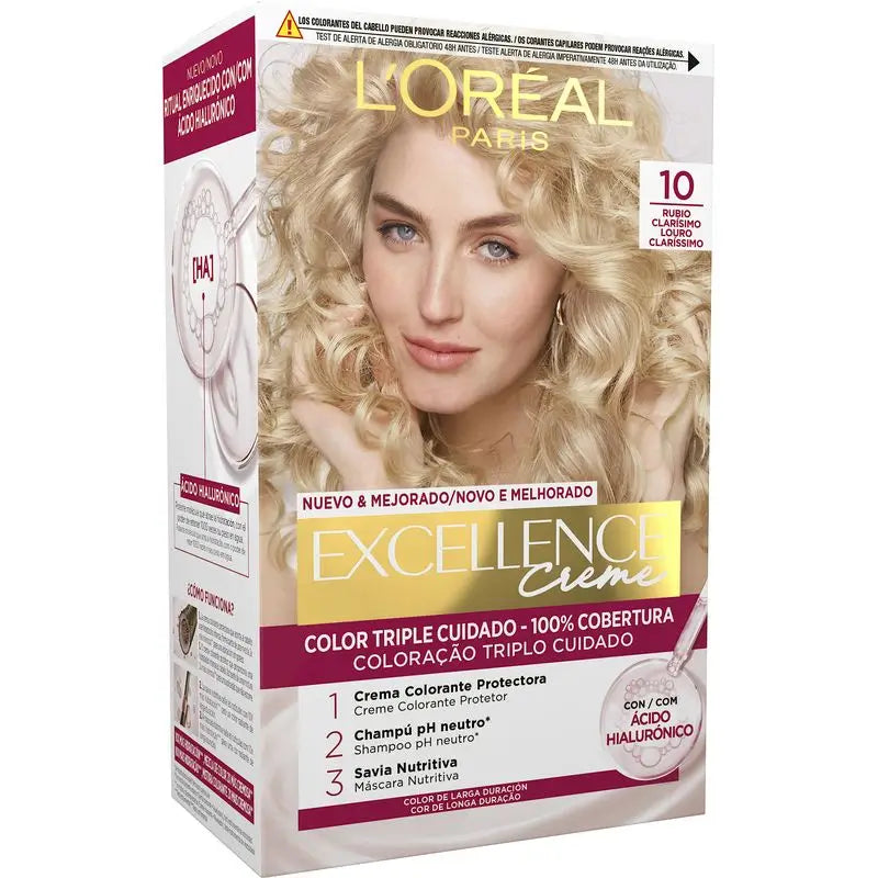 L'Oréal Paris Excellence Creme Permanent Hair Color - Shade 10 Light Lightest Lightening Blonde