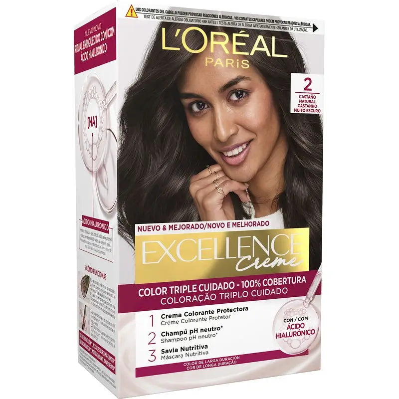 L'Oréal Paris Excellence Creme Permanent Hair Color - Shade 2 Natural Brown