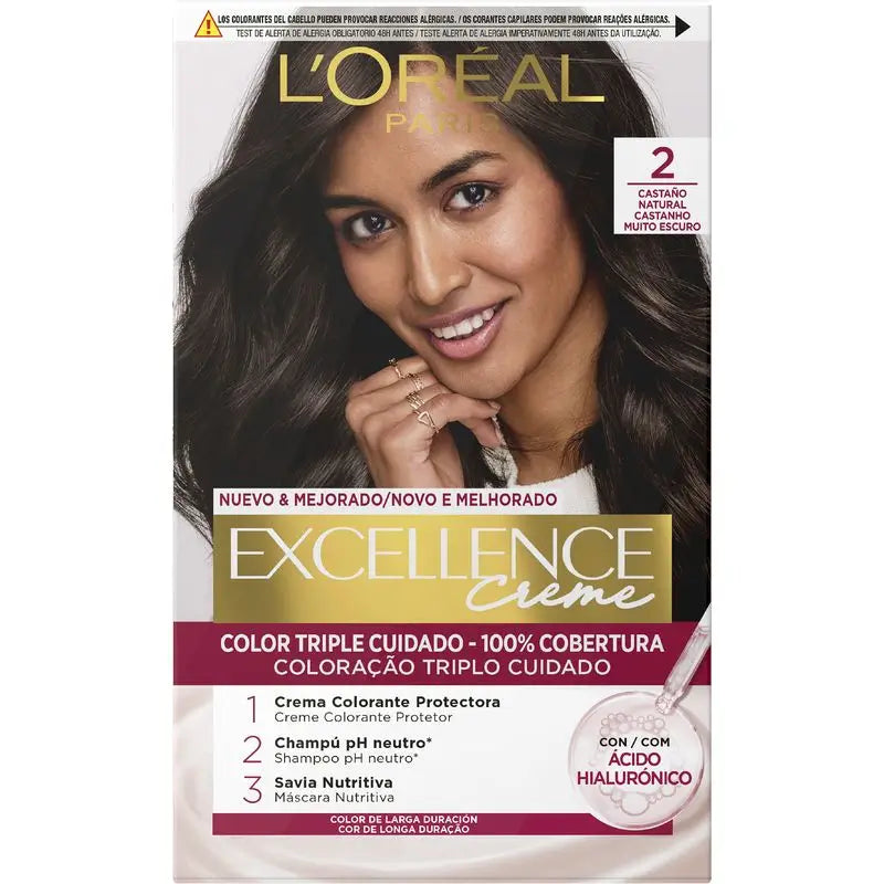 L'Oréal Paris Excellence Creme Permanent Hair Color - Shade 2 Natural Brown