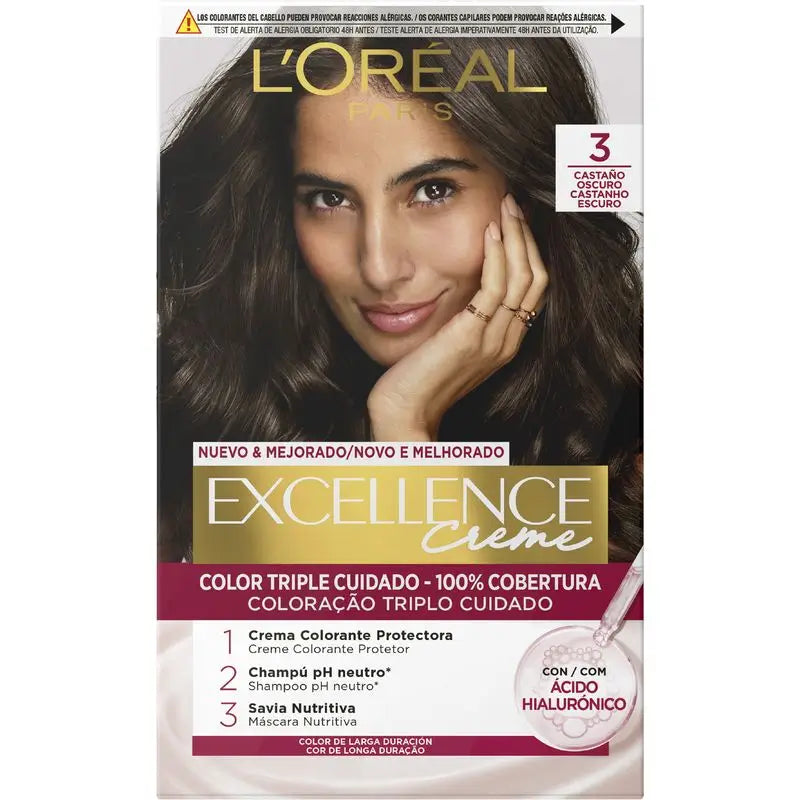 L'Oréal Paris Excellence Creme Permanent Hair Color - Shade 3 Dark Auburn