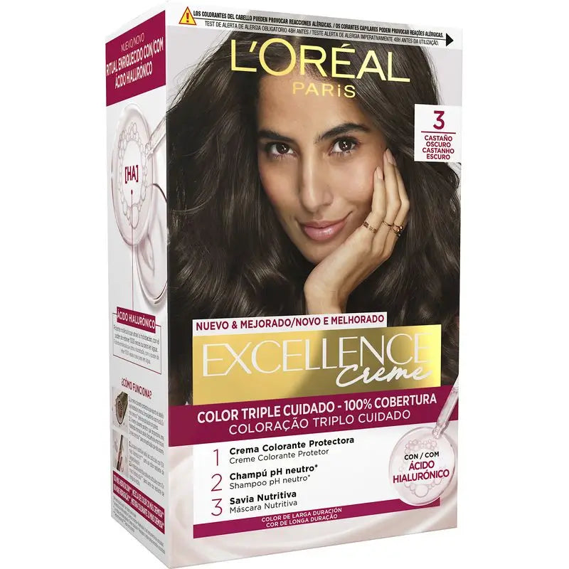 L'Oréal Paris Excellence Creme Permanent Hair Color - Shade 3 Dark Auburn