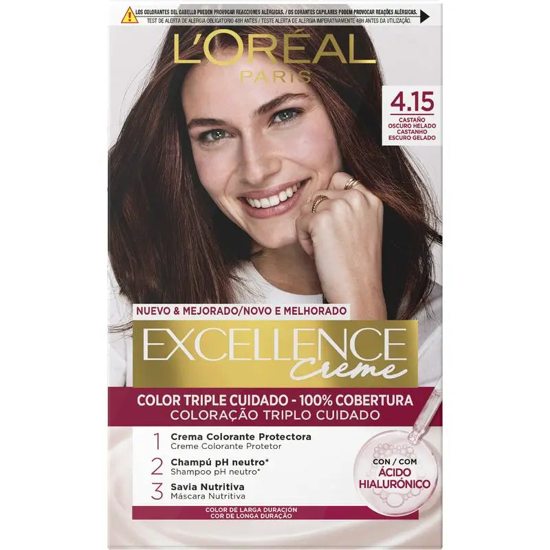 L'Oréal Paris Excellence Creme Permanent Hair Color - Shade 4.15 Iced Dark Brown