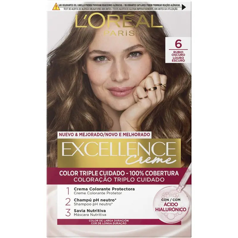 L'Oréal Paris Excellence Creme Permanent Hair Color - Shade 6 Dark Blonde