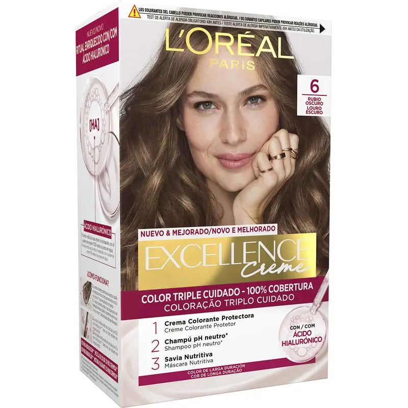 L'Oréal Paris Excellence Creme Permanent Hair Color - Shade 6 Dark Blonde