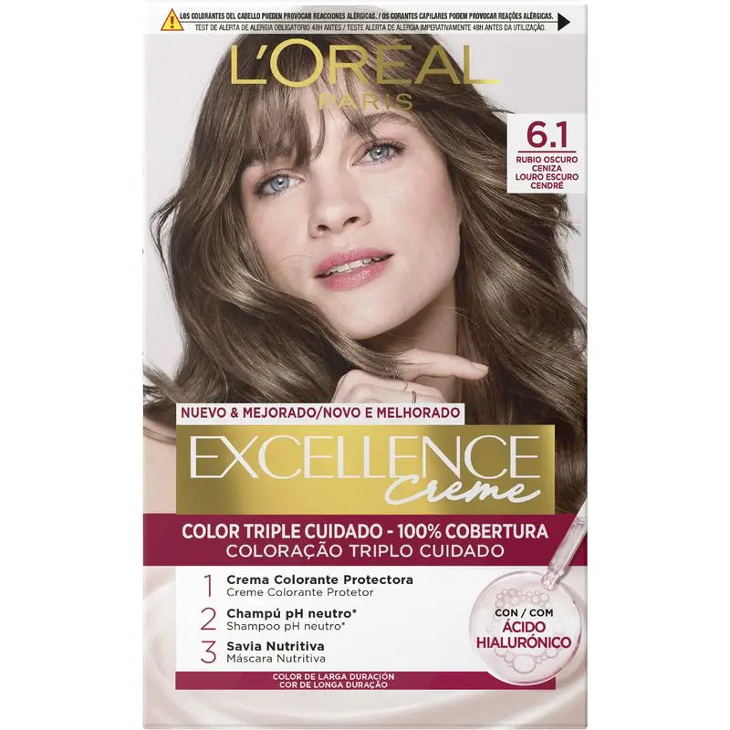 L'Oréal Paris Excellence Creme Permanent Hair Color - Shade 6.1 Dark Ash Blonde