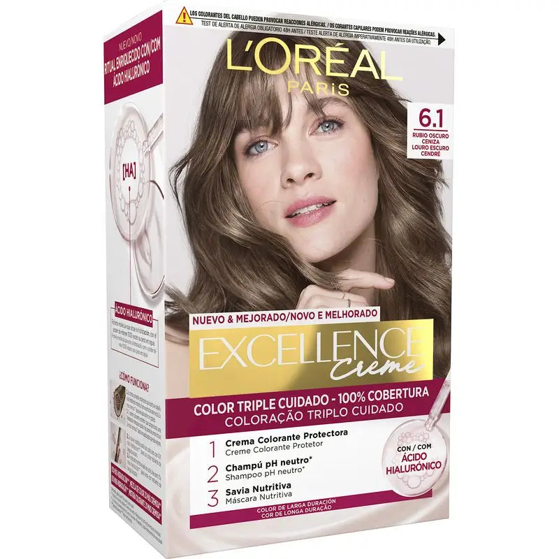 L'Oréal Paris Excellence Creme Permanent Hair Color - Shade 6.1 Dark Ash Blonde