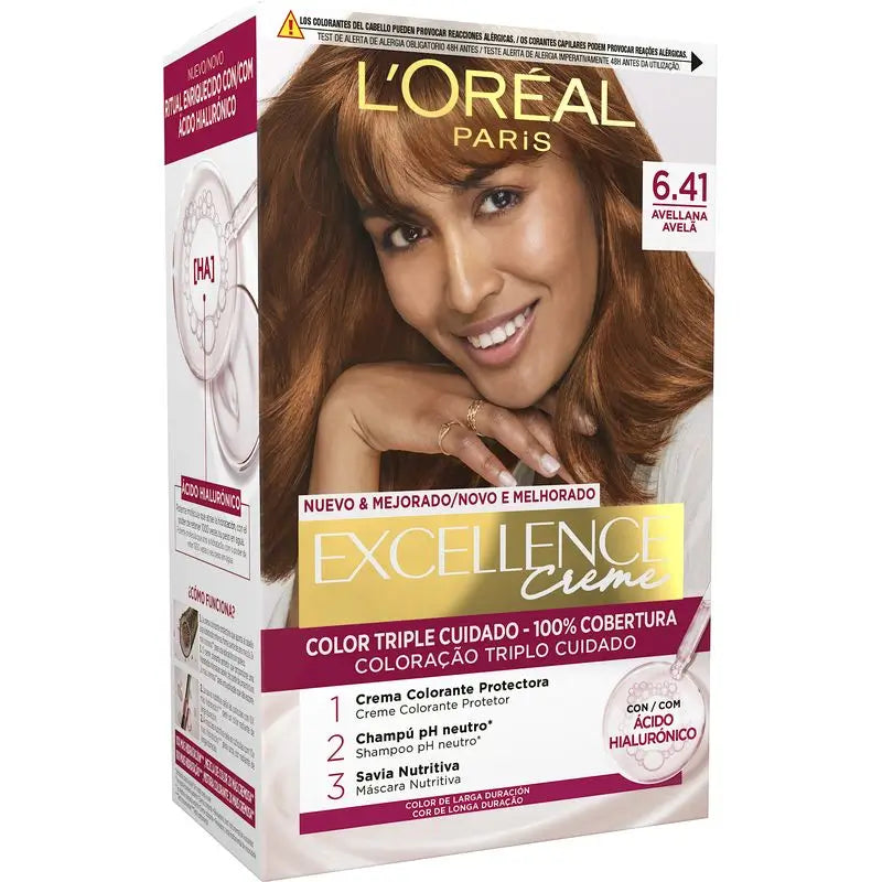 L'Oréal Paris Excellence Creme Permanent Hair Colour - Shade 6.41 Hazelnut