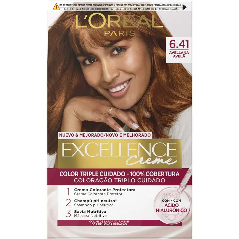 L'Oréal Paris Excellence Creme Permanent Hair Colour - Shade 6.41 Hazelnut