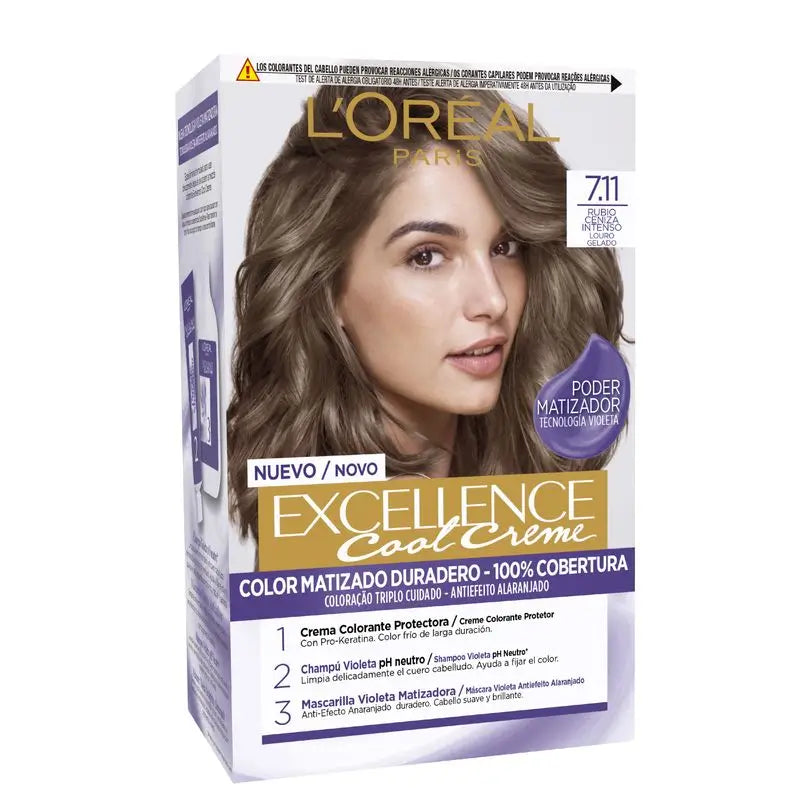 L'Oréal Paris Excellence Creme Permanent Hair Color - Shade 7.11 Intense Ash Blonde