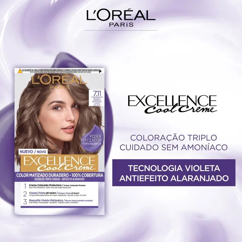 L'Oréal Paris Excellence Creme Permanent Hair Color - Shade 7.11 Intense Ash Blonde