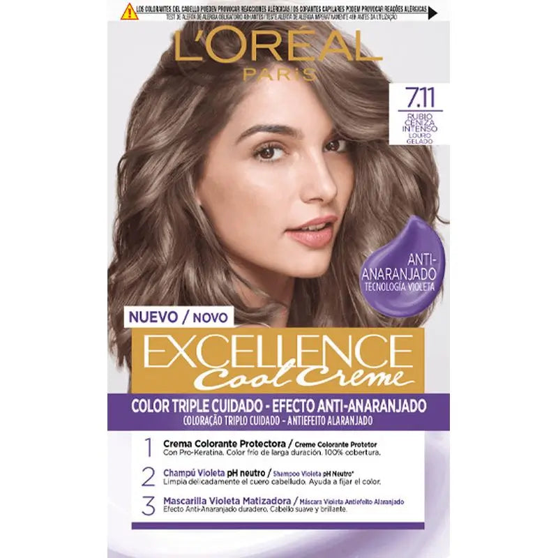 L'Oréal Paris Excellence Creme Permanent Hair Color - Shade 7.11 Intense Ash Blonde