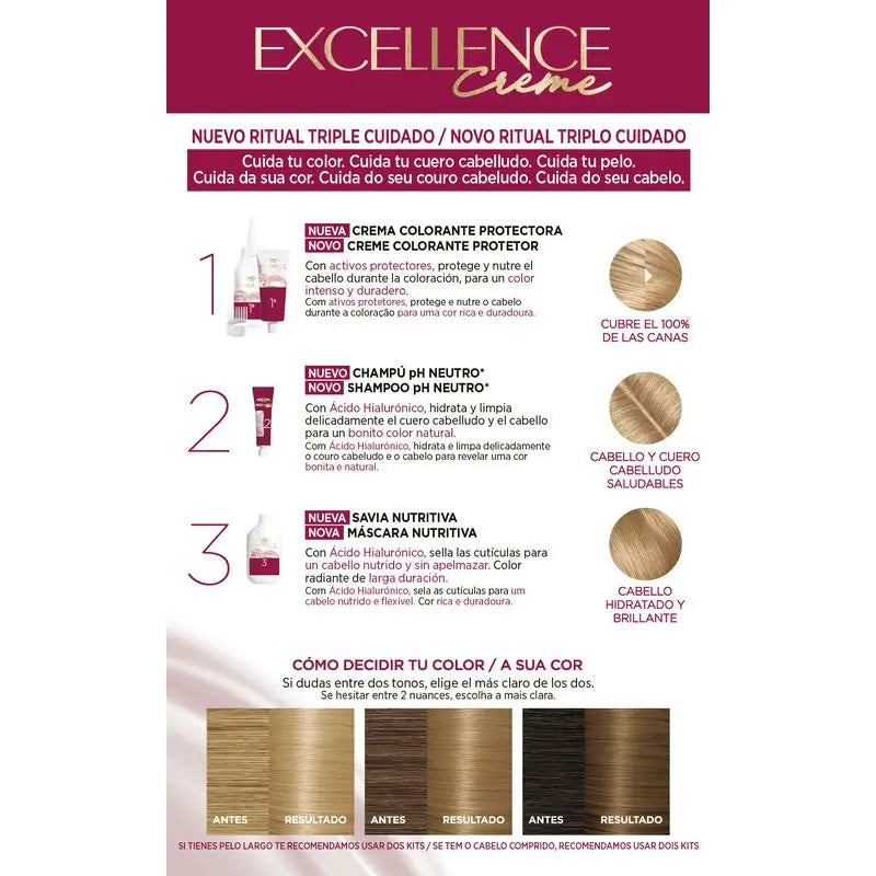 L'Oréal Paris Excellence Creme Permanent Hair Color - Shade 8 Light Blonde